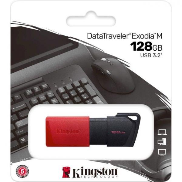 Накопитель флеш USB Kingston Exodia M Black Red 128GB USB 3.2 Type-A Gen1 DT
