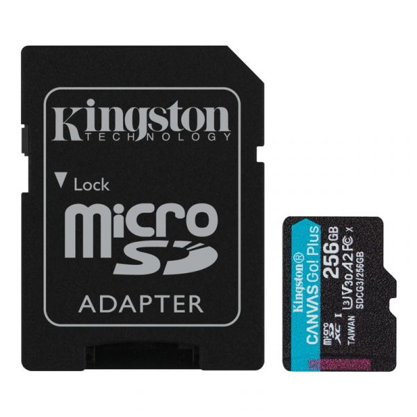 Карта пам'яті Kingston 256 GB microSDXC class 10 UHS-I U3 Canvas Go! Plus + SD Adapter (SDCG3/256GB)