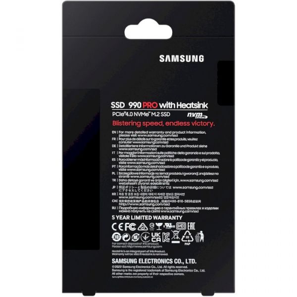 SSD накопичувач Samsung 990 PRO with Heatsink 2 TB (MZ-V9P2T0CW)