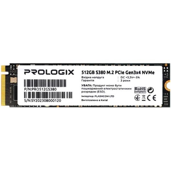 Накопичувач SSD 512GB Prologix S380 M.2 2280 PCIe 3.0 x4 NVMe 3D TLC (PRO512GS380)