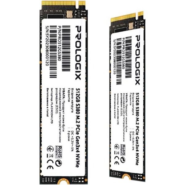 Накопичувач SSD 512GB Prologix S380 M.2 2280 PCIe 3.0 x4 NVMe 3D TLC (PRO512GS380)