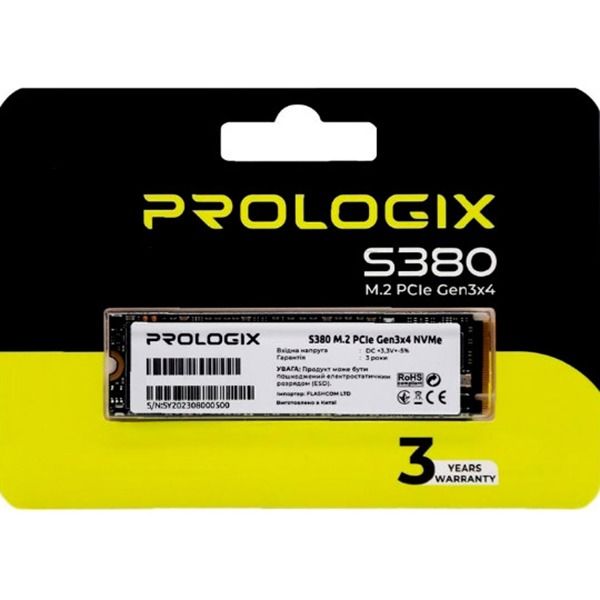 Накопичувач SSD 512GB Prologix S380 M.2 2280 PCIe 3.0 x4 NVMe 3D TLC (PRO512GS380)