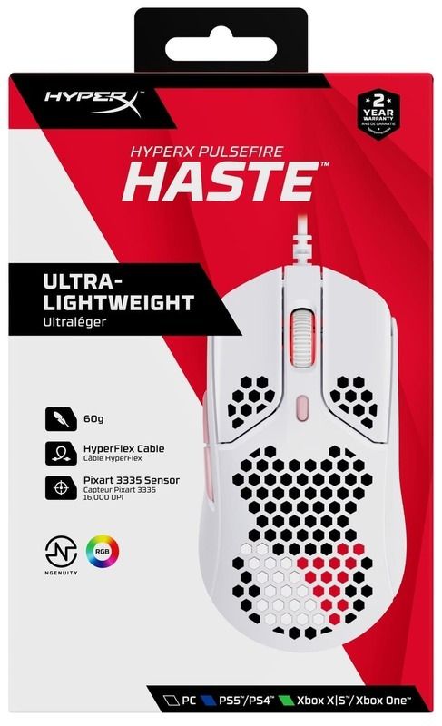 Миша HyperX Pulsefire Haste White/Pink (HMSH1-A-WT\4P5E4AA)