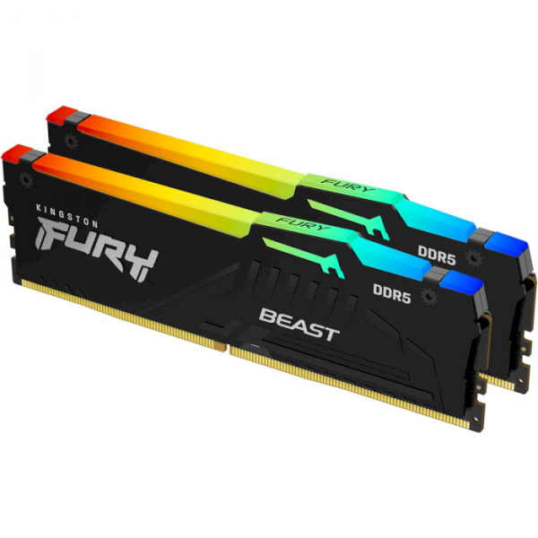 Модуль пам'яті для комп'ютера DDR5 64GB (2x32GB) 6000 MHz Beast Kingston Fury (KF560C30BBEAK2-64)