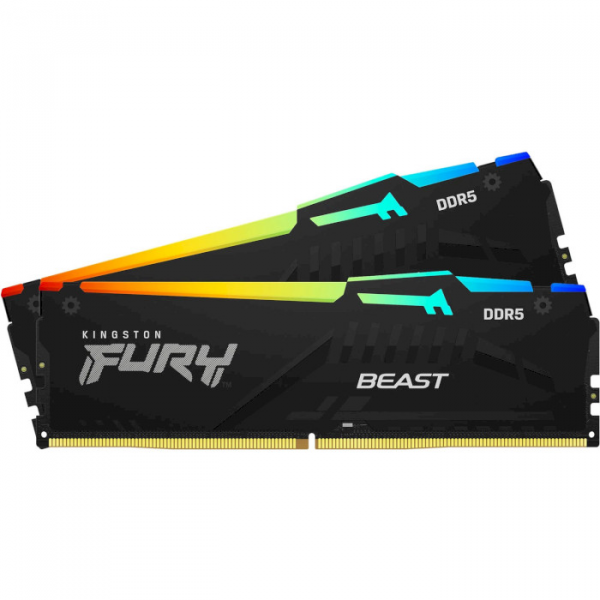 Модуль пам'яті для комп'ютера DDR5 64GB (2x32GB) 6000 MHz Beast Kingston Fury (KF560C30BBEAK2-64)