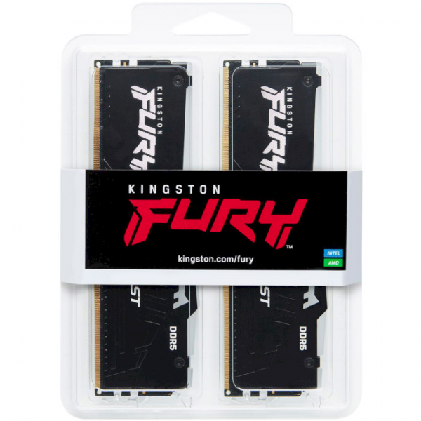 Модуль пам'яті для комп'ютера DDR5 64GB (2x32GB) 6000 MHz Beast Kingston Fury (KF560C30BBEAK2-64)