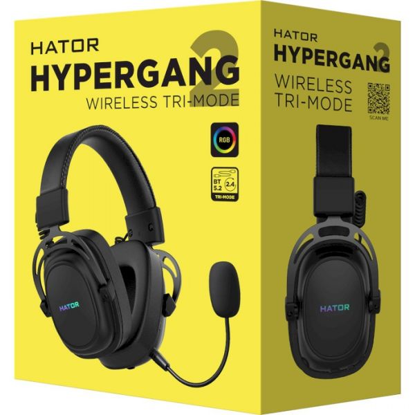 Комп'ютерна гарнітура Hator Hypergang 2 Wireless Tri-mode Black (HTA-950)