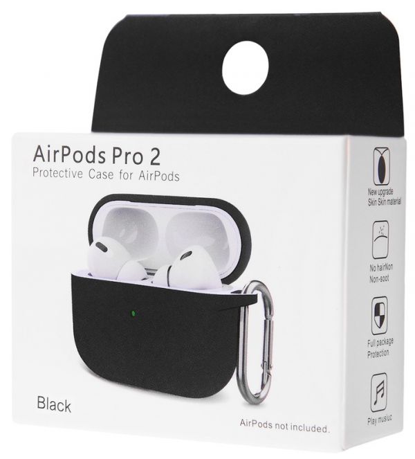 Чохол AirPods Pro2 Case (з мікрофіброю та карабіном), Black