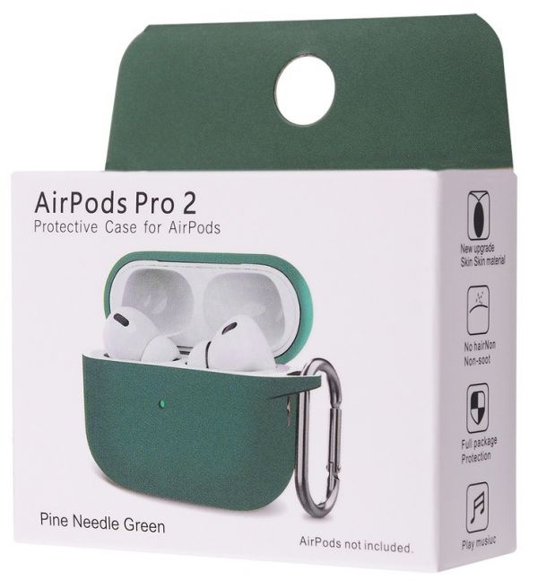Чохол AirPods Pro2 Case (з мікрофіброю та карабіном), Pine Green