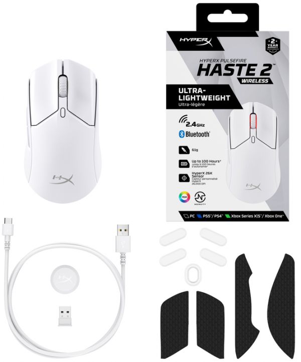Миша HyperX Pulsefire Haste 2 Wireless White (6N0A9AA)