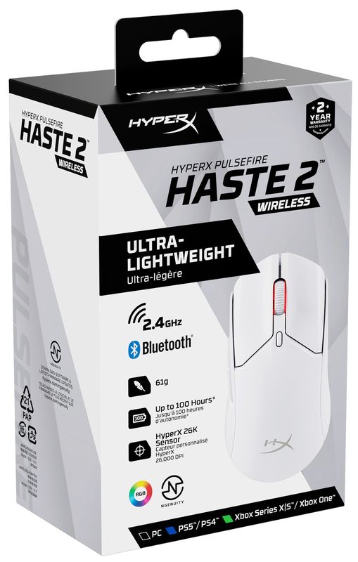 Миша HyperX Pulsefire Haste 2 Wireless White (6N0A9AA)