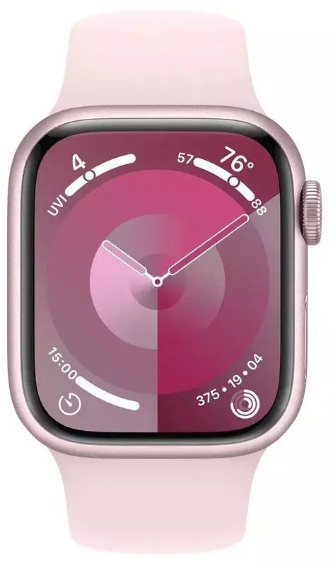 Apple Watch Series 9 GPS 45mm Pink Aluminum Case w. Light Pink Sport Band - M/L (MR9H3)