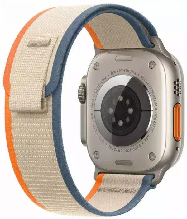 Apple Watch Ultra 2 GPS + Cellular 49mm Titanium Case with Orange/Beige Trail Loop - M/L (MRF23)