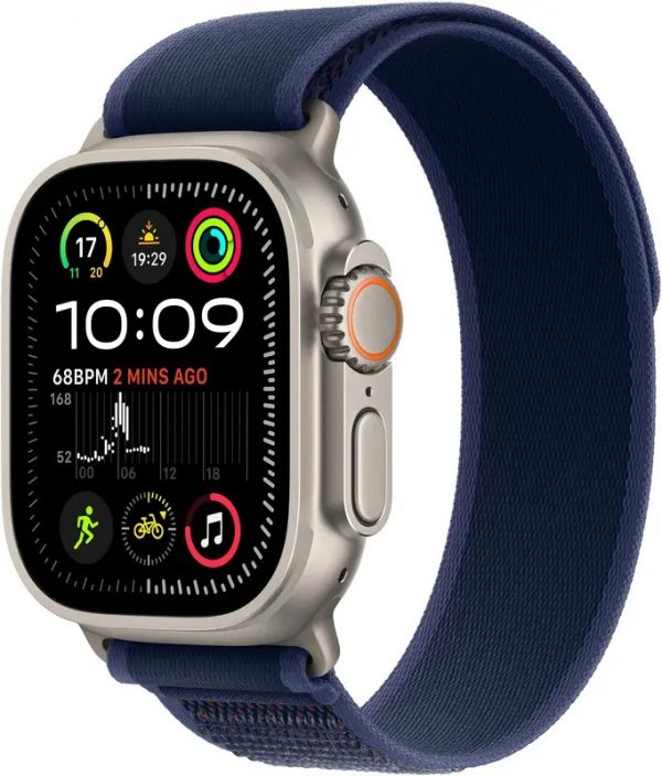 Apple Watch Ultra 2 GPS + Cellular 49mm Natural Titanium Case with Blue Trail Loop M/L (MX4L3)