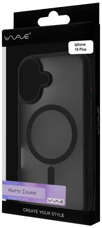 Чохол WAVE Matte Insane Case with Magnetic Ring iPhone 16 (black)