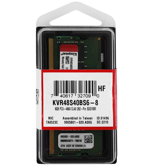 Модуль пам`ятi SO-DIMM 8GB/4800 DDR5 Kingston (KVR48S40BS6-8)
