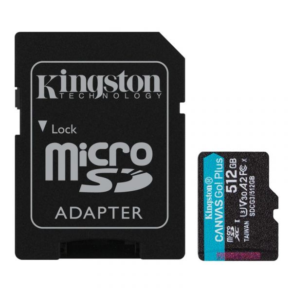 Карта пам'яті Kingston 512 GB microSDXC class 10 UHS-I U3 Canvas Go! Plus + SD Adapter (SDCG3/512GB)