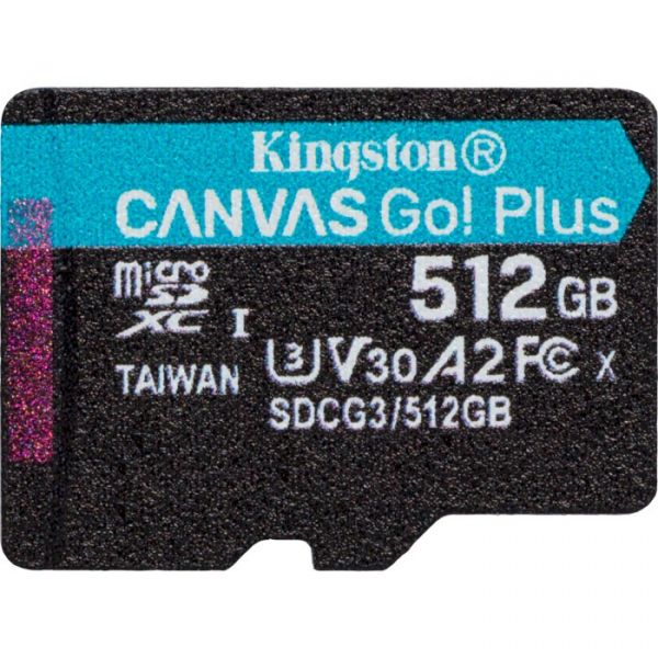 Карта пам'яті Kingston 512 GB microSDXC class 10 UHS-I U3 Canvas Go! Plus (SDCG3/512GBSP)