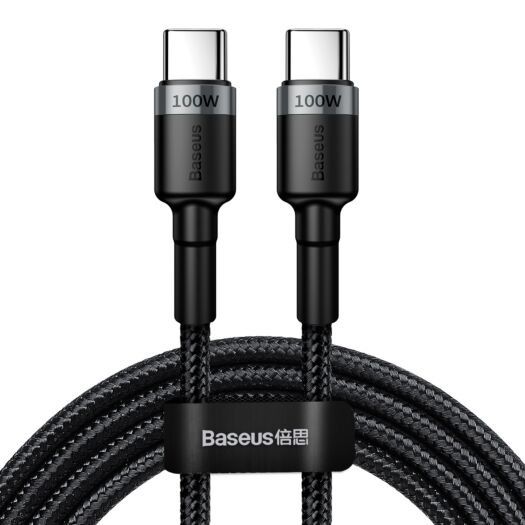 Кабель Baseus Cafule PD2.0 100W flash charging Type-C For Type-C cable (20V 5A) 2m Gray+Black