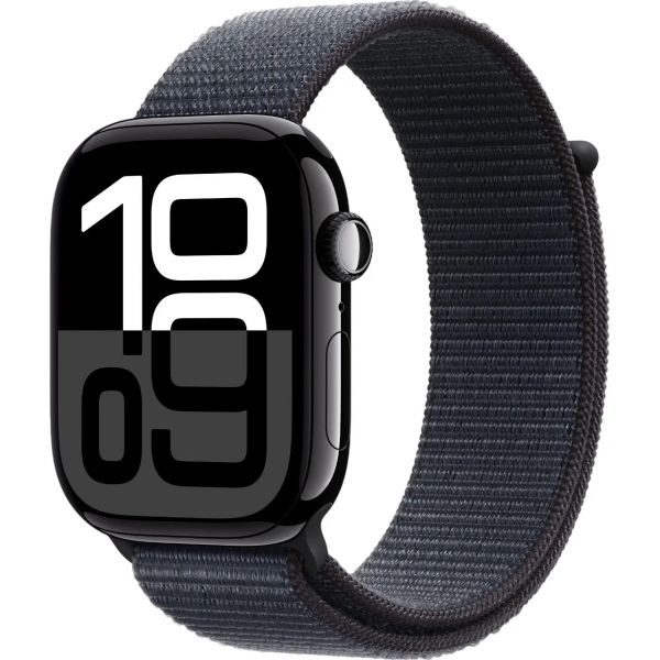 Apple Watch Series 10 GPS 46mm Jet Black Aluminum Case with Ink Sport Loop MWWR3