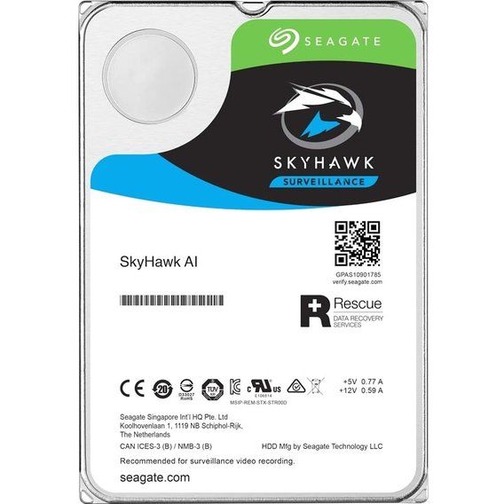 Накопичувач HDD SATA 16.0TB Seagate SkyHawk AI Surveillance 7200rpm 256MB (ST16000VE002)