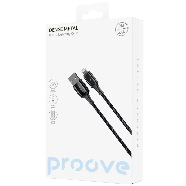 Кабель Proove Dense Metal Lightning 2.4A (2m) (black)