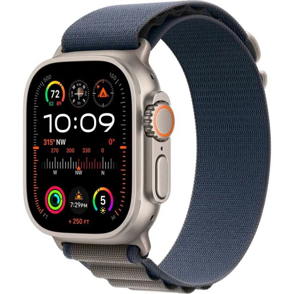 Apple Watch Ultra 2 GPS + Cellular 49mm Titanium Case with Blue Alpine Loop - Small (MREK3/MRFA3)