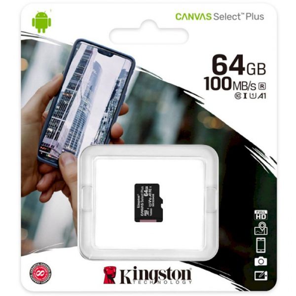 Карта пам'яті Kingston 64 GB microSDXC Class 10 UHS-I Canvas Select Plus (SDCS2/64GBSP)