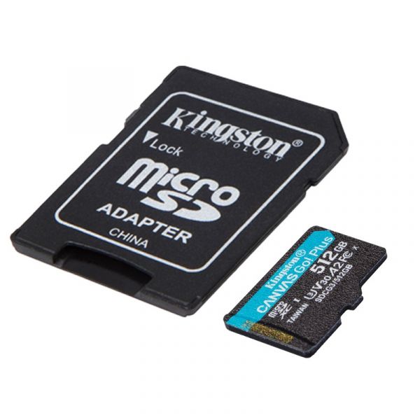 Карта пам'яті Kingston 512 GB microSDXC class 10 UHS-I U3 Canvas Go! Plus + SD Adapter (SDCG3/512GB)