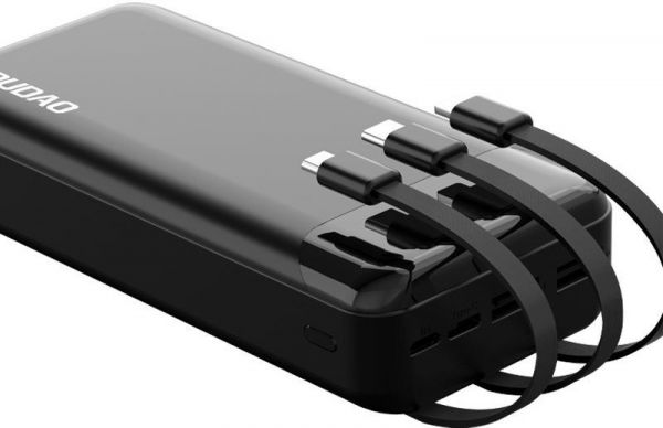 Універсальна мобільна батарея Power Bank Dudao 20000mAh K6Pro Сables USB-C/microUSB/Lightning Black