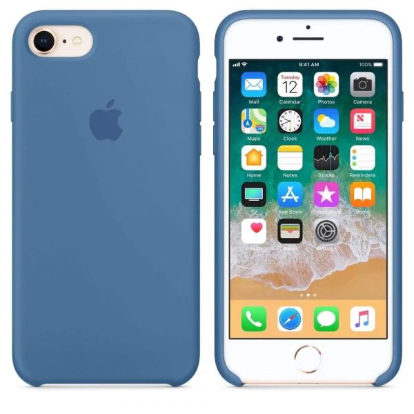 Чохол Apple Silicone Case Blue for IPhone 8
