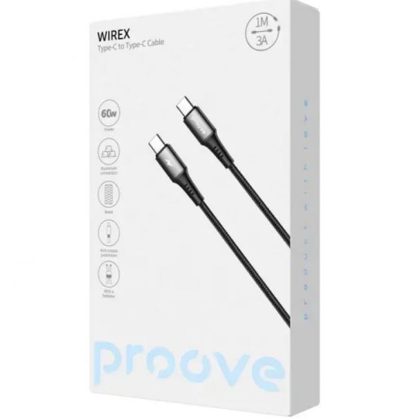 Кабель Proove WireX Type-C to Type-C 60W (1m) (black)