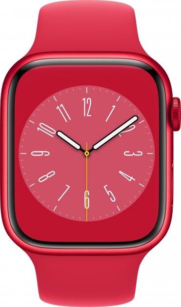Apple Watch Series 8 GPS 41mm (PRODUCT) RED Aluminum Case w. (PRODUCT) RED S. Band (MNP73)