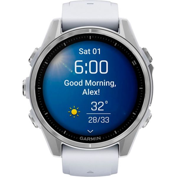 Смарт-годинник Garmin Fenix 8 43mm AMOLED Silver with Whitestone Silicone Band (010-02903-00)