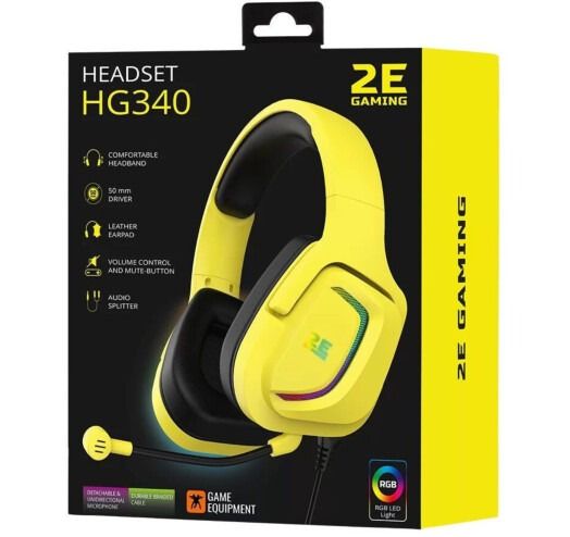 Комп'ютерна гарнітура 2E Gaming HG340 RGB 3.5mm Yellow (2E-HG340YW)