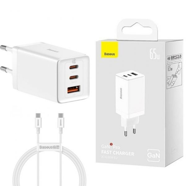 Мережевий зарядний пристрій Baseus GaN5 Pro Fast Charger 65W Black Type-C to Type-C cable (CCGP1202