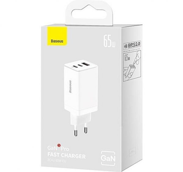 Мережевий зарядний пристрій Baseus GaN5 Pro Fast Charger 65W Black Type-C to Type-C cable (CCGP1202