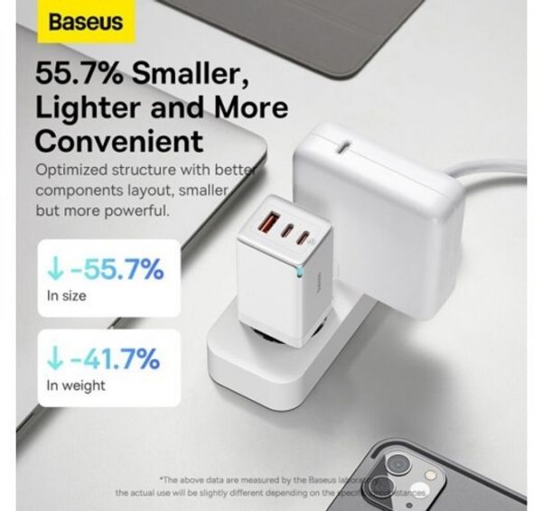 Мережевий зарядний пристрій Baseus GaN5 Pro Fast Charger 65W Black Type-C to Type-C cable (CCGP1202