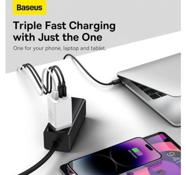 Мережевий зарядний пристрій Baseus GaN5 Pro Fast Charger 65W Black Type-C to Type-C cable (CCGP1202