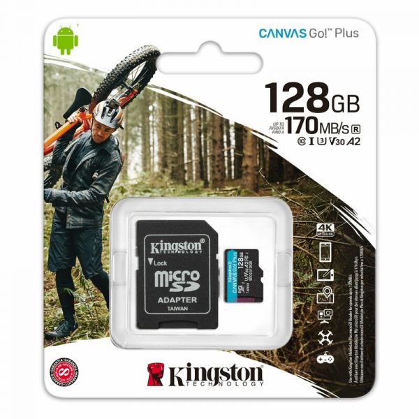 Карта пам'яті Kingston 256 GB microSDXC class 10 UHS-I U3 Canvas Go! Plus + SD Adapter (SDCG3/256GB)