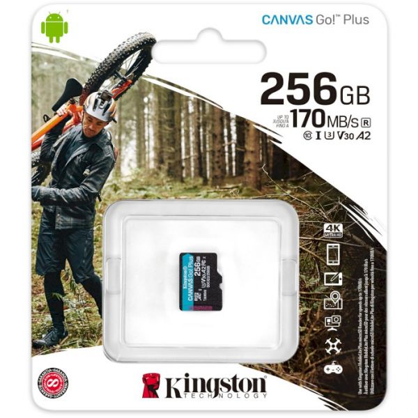 Карта пам'яті Kingston 256 GB microSDXC class 10 UHS-I U3 Canvas Go! Plus (SDCG3/256GBSP)