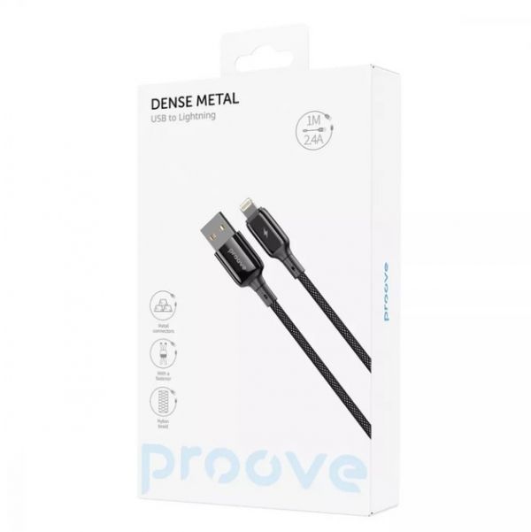 Кабель Proove Dense Metal Lightning 2.4A (1m) (black)