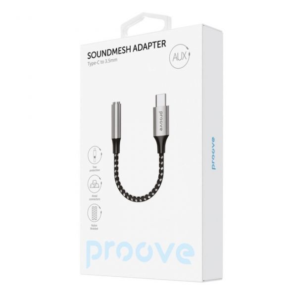 Перехідник AUX Proove SoundMesh Type-C to 3.5mm (gray)