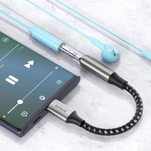 Перехідник AUX Proove SoundMesh Type-C to 3.5mm (gray)