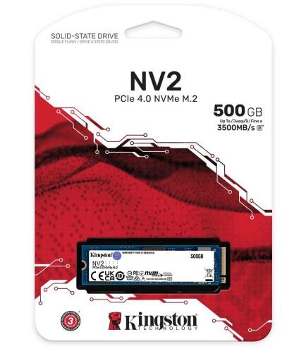 SSD накопичувач 500GB Kingston NV2 M.2 2280 PCIe Gen4.0 x4 (SNV2S/500G)