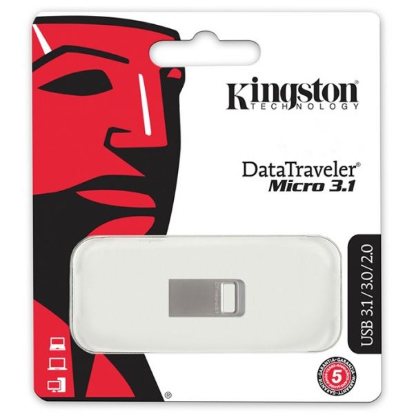 USB флеш накопичувач 64GB Kingston DataTraveler Micro 3.1 Metal Silver (DTMC3/64GB)