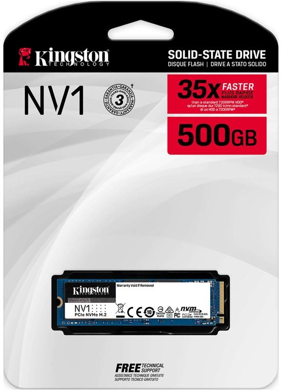 Накопитель SSD 250GB M.2 NVMe Kingston NV1 M.2 2280 PCIe 3.0 x4 3D TLC (SNVS/250G)