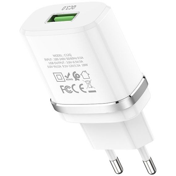 СЗУ Hoco C12Q Smart QC3.0 charger set (Type-C) (EU) White