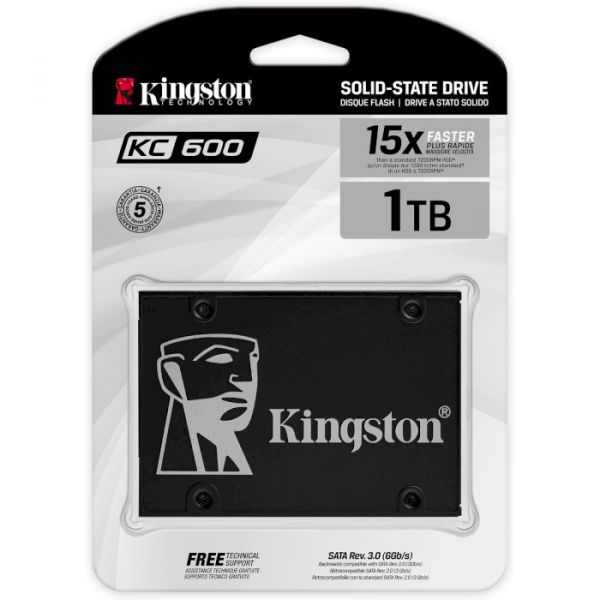 SSD накопичувач 1TB Kingston KC600 2.5" SATAIII 3D TLC (SKC600/1024G)