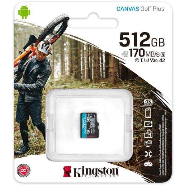 Карта пам'яті Kingston 512 GB microSDXC class 10 UHS-I U3 Canvas Go! Plus (SDCG3/512GBSP)